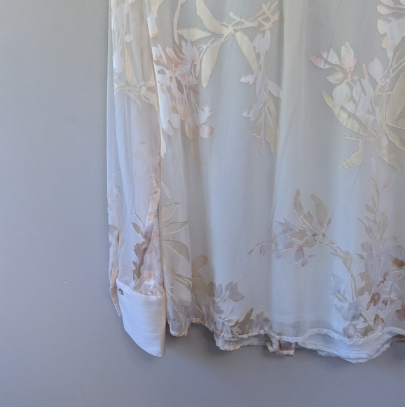 Autres Filles Cream Floral Burnout Button-up Blouse Whimsigoth - Picture 6 of 15